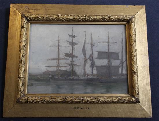 Henry Scott Tuke (1858-1929) Shipping in harbour 16 x 21.5in.